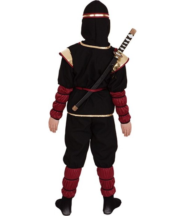 Ninja Kostuum Zwart/Goud/Rood Kind