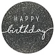 Stickers Rond ’Happy Birthday’ Glitter Antraciet/Wit