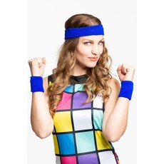 80's Zweetband Set Blauw