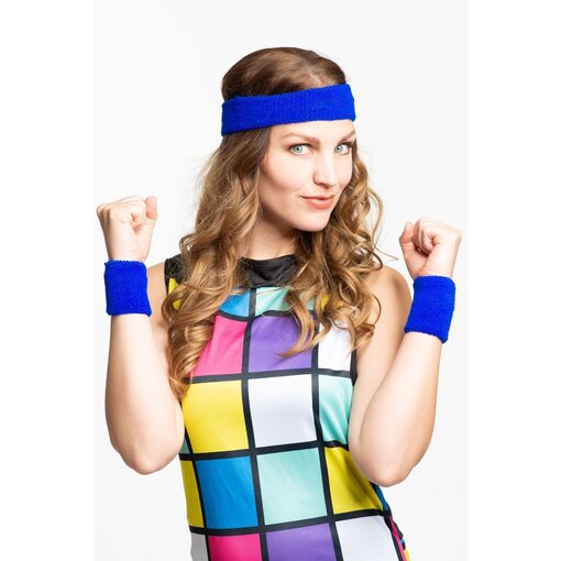 80's Zweetband Set Blauw