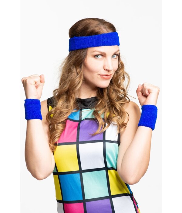 80's Zweetband Set Blauw