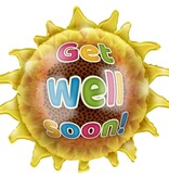 Folieballon Zonnebloem 'Get Well Soon' (65cm)