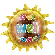 Folieballon Zonnebloem 'Get Well Soon' (65cm)
