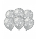 Latexballonnen zilver 25-jarig jubileum (6st)