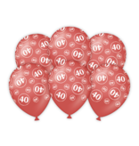 Latexballonnen rood 40-jarig jubileum (6st)