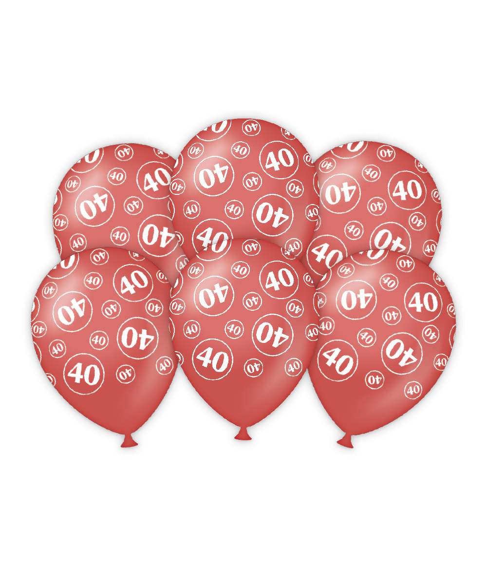 Latexballonnen rood 40-jarig jubileum (6st) afbeelding