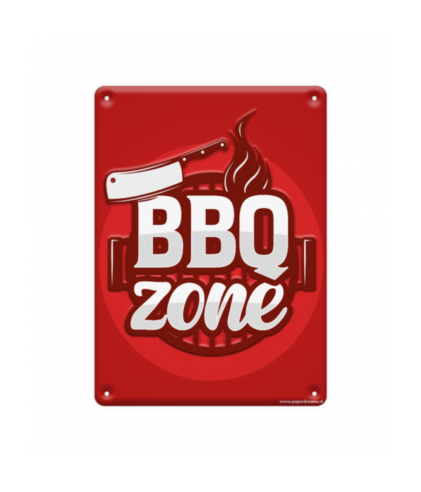 Metalen Tekstbordje 'BBQ Zone' (22x16,5cm)