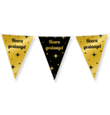 Classy Vlaggenlijn 'Hoera Geslaagd' Zwart/Goud