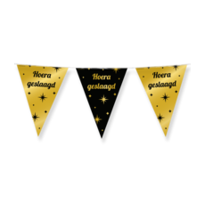 Classy Vlaggenlijn 'Hoera Geslaagd' Zwart/Goud