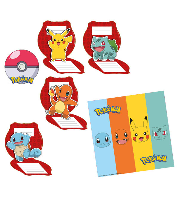 Uitnodigingen Pokemon PokéBall (8st)