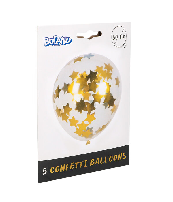 Confettiballonnen Gouden Sterren (5st)