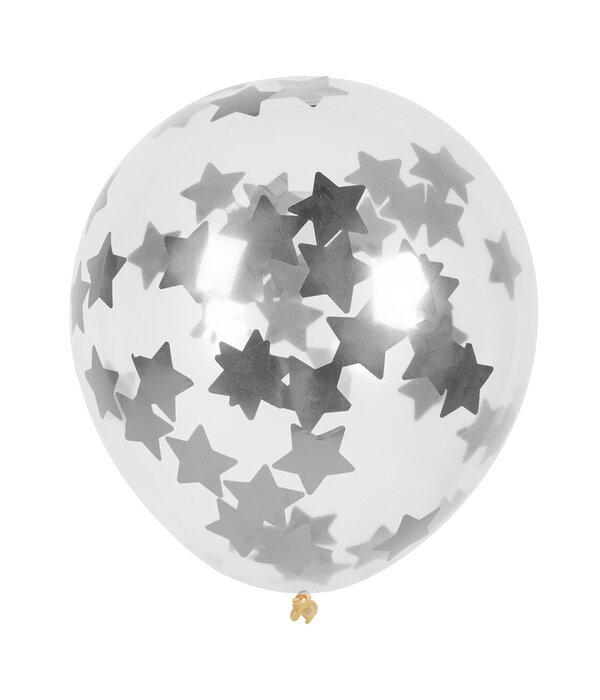 Confettiballonnen Zilveren Sterren (5st)