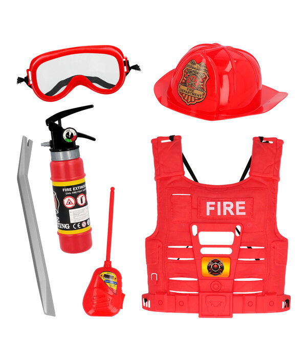 Accessoireset met Vest Brandweer Kind 6-delig
