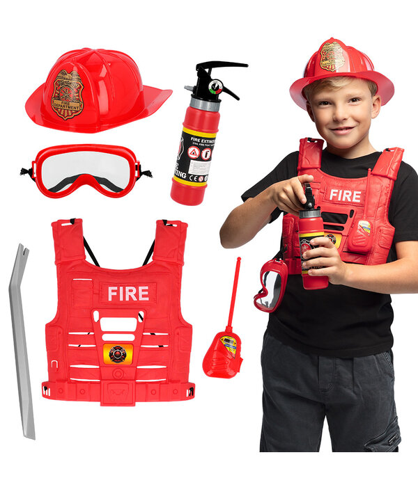 Accessoireset met Vest Brandweer Kind 6-delig