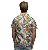 Tropische Blouse Papegaai Bloemen Korte Mouw