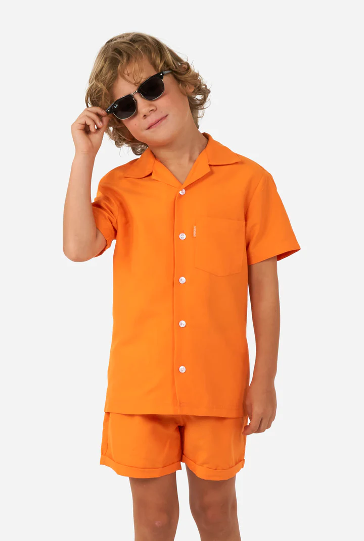 OppoSuits Kids The Orange - Jongens Zomer Set - Bevat Shirt En Shorts - Oranje - Maat: EU 110/116 - 6 Jaar