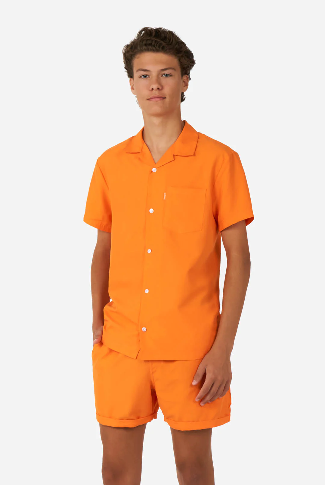 OppoSuits Tiener The Orange - Jongens Zomer Set - Bevat Shirt En Shorts - Oranje - Maat: EU 158/164 - 14 Jaar