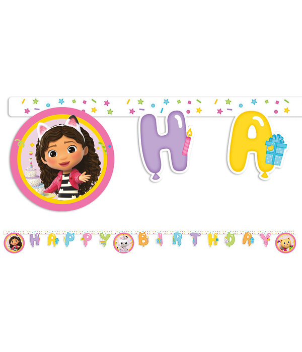 Happy Birthday Letterbanner Gabby's Dollhouse (200cm)