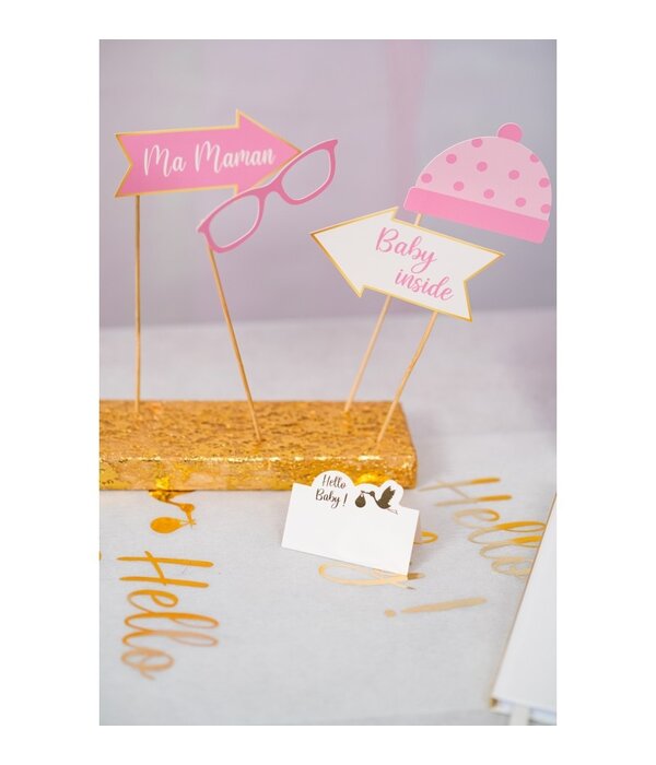 Photo Booth Accessoires Baby Meisje Frans/Engels (12st)