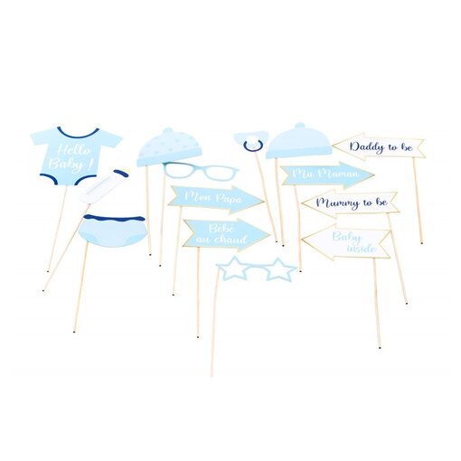 Photo Booth Accessoires Baby Jongen Frans/Engels (12st)