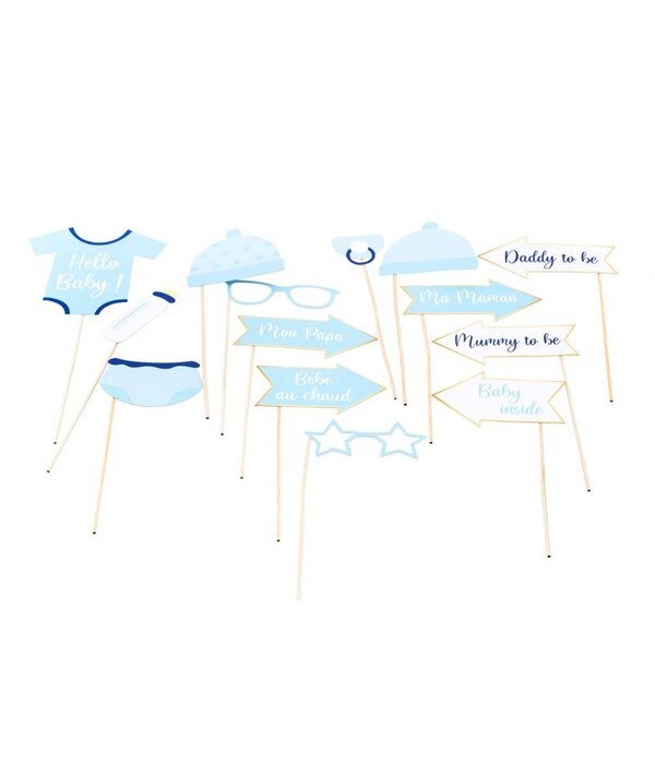 Photo Booth Accessoires Baby Jongen Frans/Engels (12st)