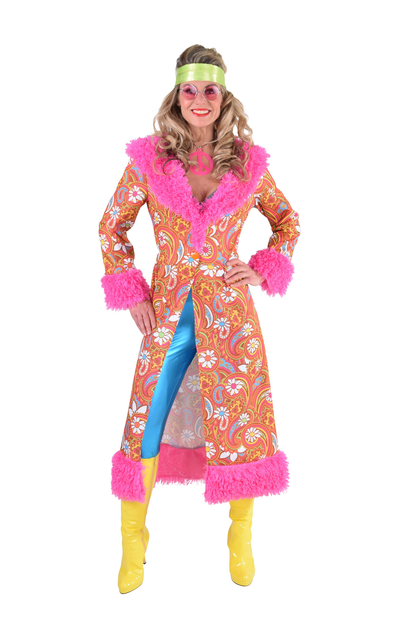 Hippie Mantel Paisley Dames Oranje-Pink