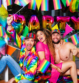 Folieballonslinger 'PARTY' Metallic Regenboog (3m)