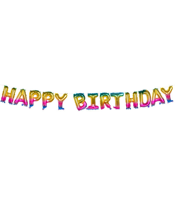 Folieballonslinger 'HAPPY BIRTHDAY' Metallic Regenboog (8m)