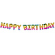 Folieballonslinger 'HAPPY BIRTHDAY' Metallic Regenboog (8m)