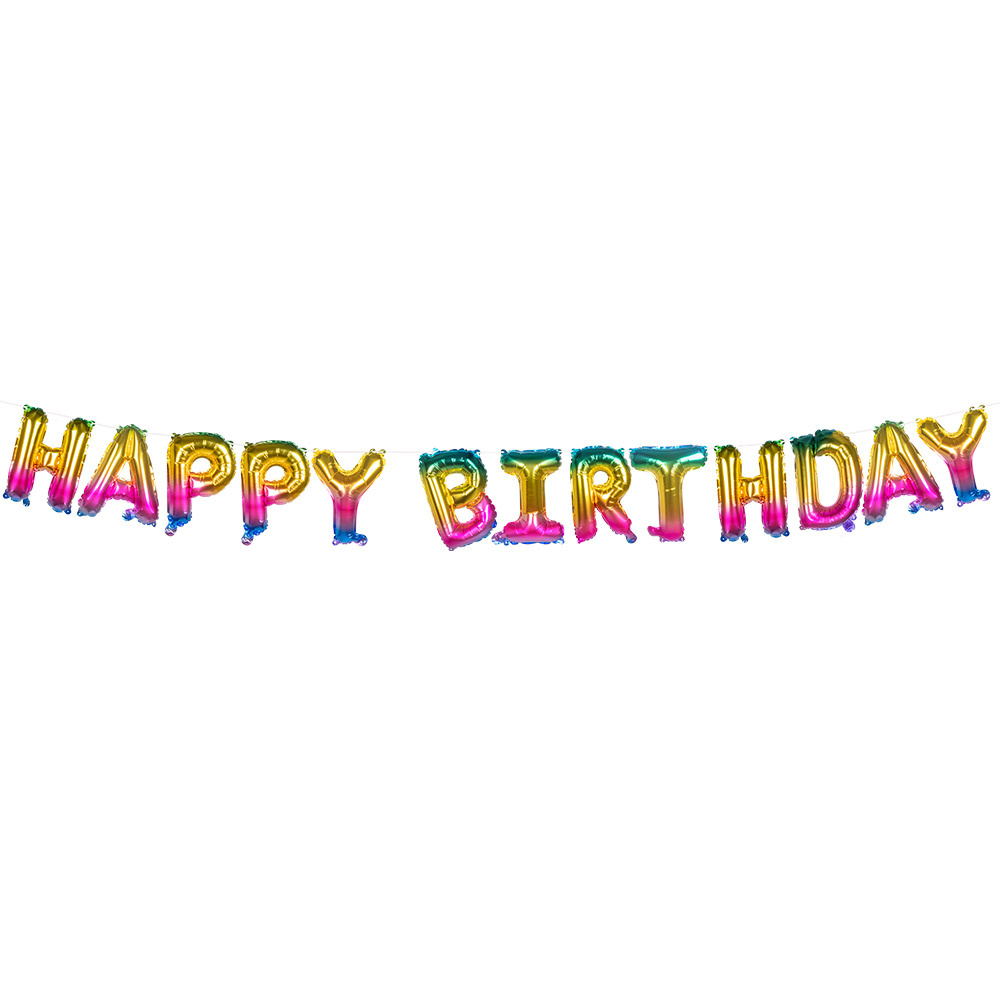 Folieballonslinger &apos;HAPPY BIRTHDAY&apos; Metallic Regenboog (8m) afbeelding