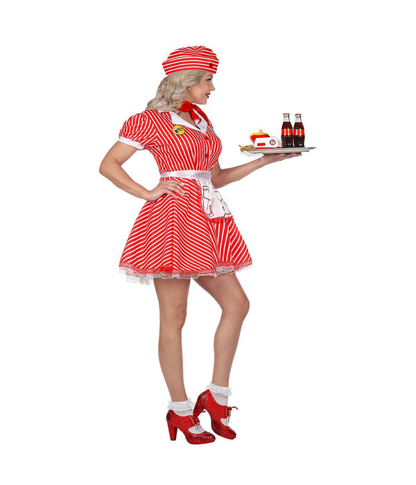 Sexy Serveerster kostuum American Rood/Wit