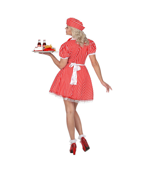 Sexy Serveerster kostuum American Rood/Wit