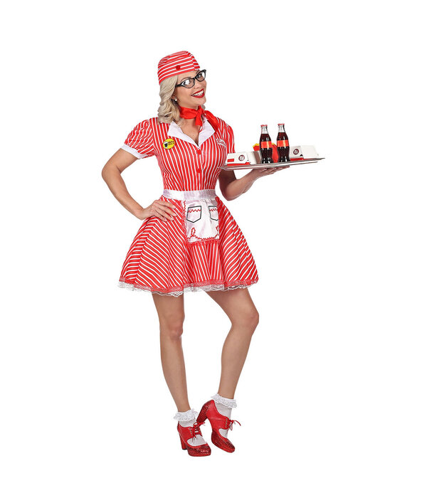 Sexy Serveerster kostuum American Rood/Wit
