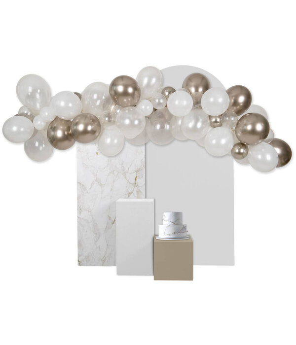 Ballonslinger Wit/Zilver Glamorous Life (66 stuks)