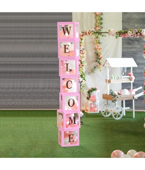 Ballondecoratie Blokken Roze (4st)