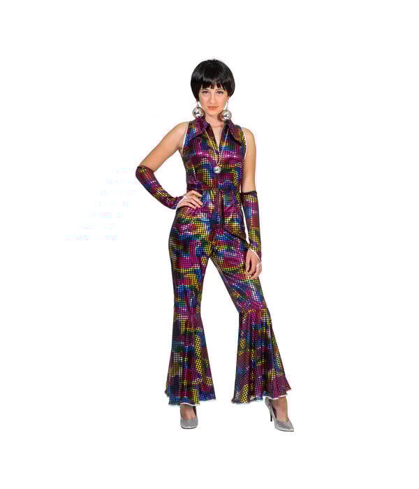Disco Jumpsuit Regenboog Glitter Dames Kelly