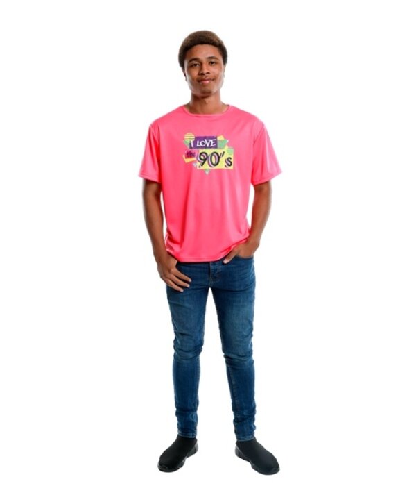 T-Shirt Pink I Love The 90's Heren