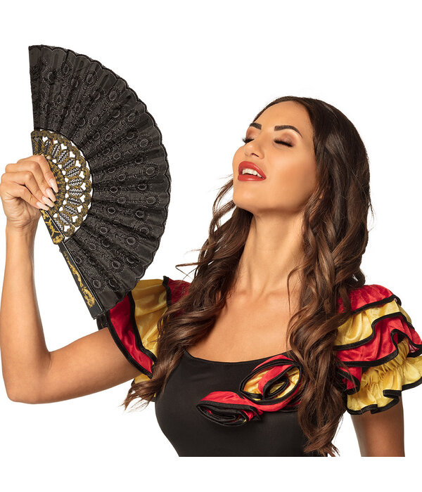 Waaier embroidery zwart