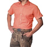 Trachten Hemd Oranje geblokt Korte Mouw