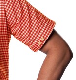 Trachten Hemd Oranje geblokt Korte Mouw