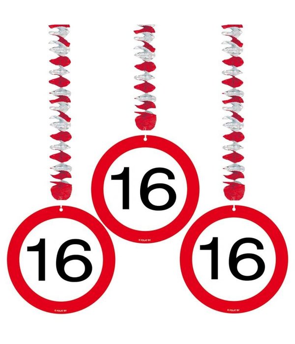 Hangdecoratie verkeersbord 16 jaar