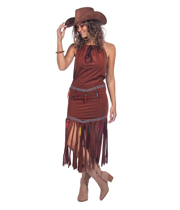 Indianen Jurk Franjes Festival Bruin Dames