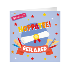 XL Wenskaart Hoppatee Geslaagd Lila