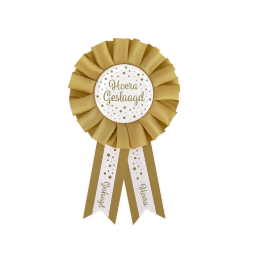 Party Rozet Hoera Geslaagd Goud/Wit