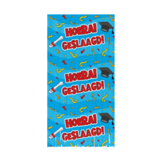 Feestgordijn Hoera Geslaagd Cartoon Blauw