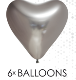 Hartjes Ballonnen Chrome Zilver (6st)