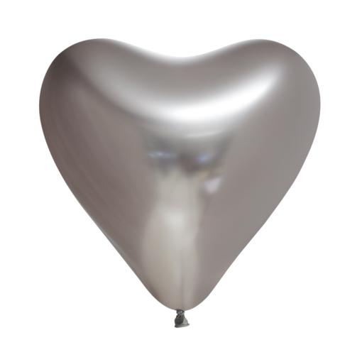 Hartjes Ballonnen Chrome Zilver (6st)