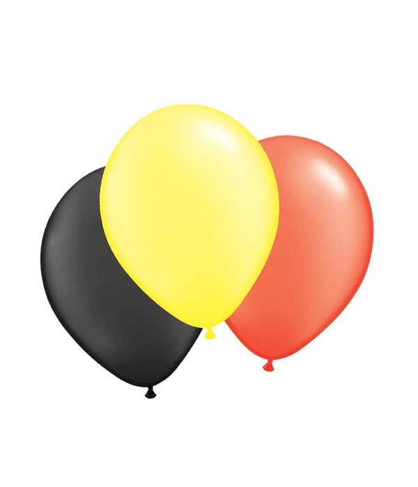 Ballonnen Rood Geel Zwart 30cm (100st)