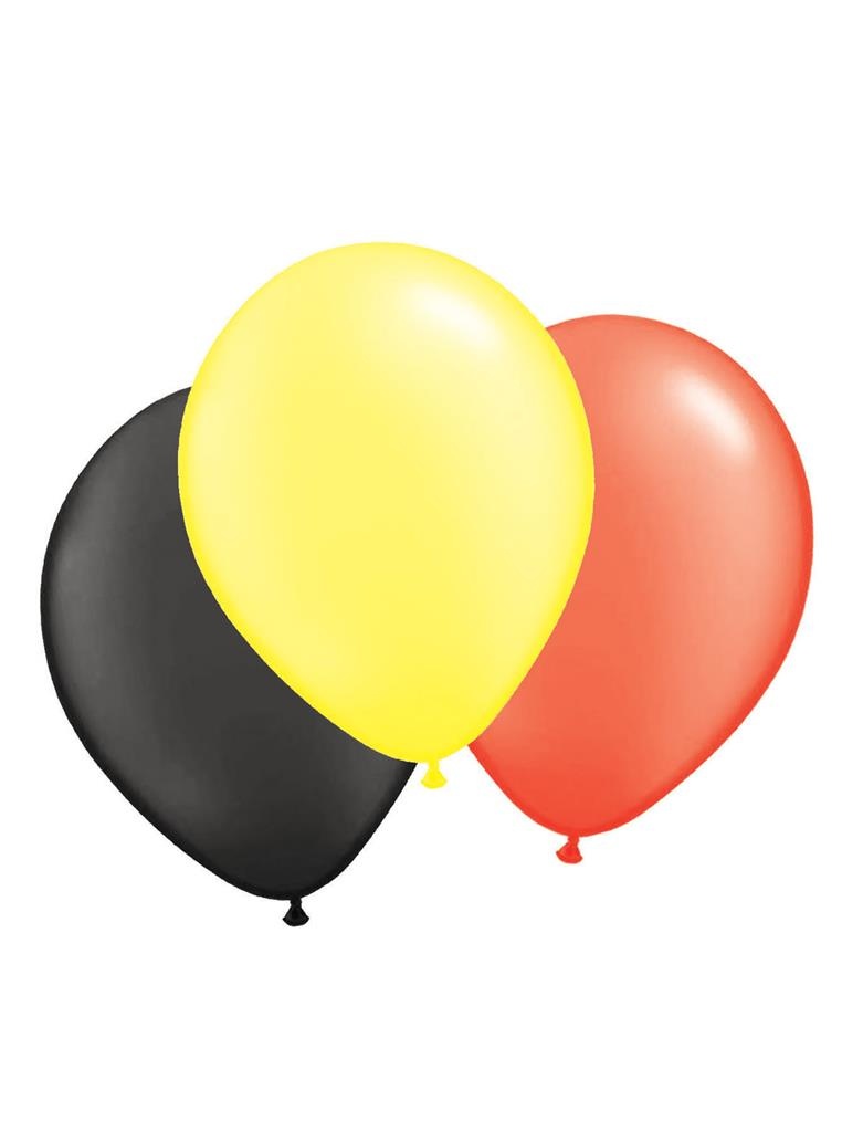Ballonnen Rood Geel Zwart 30cm (100st)