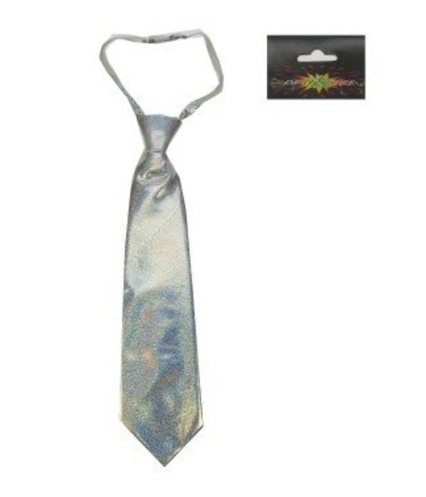 Stropdas hologram glitter zilver